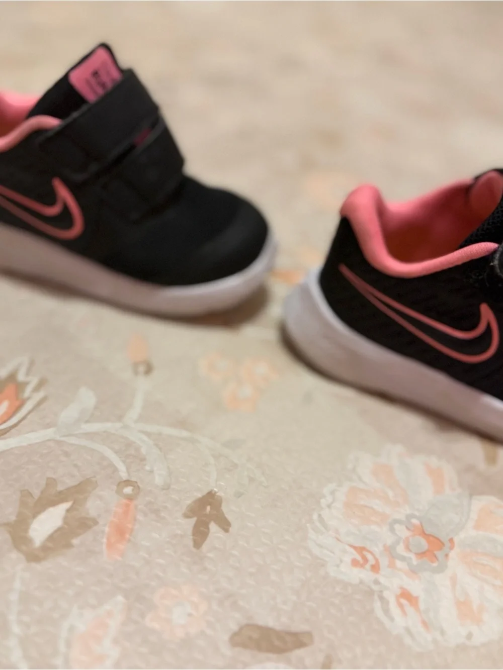 Nike Black and Pink Kids Sneakers